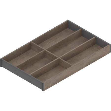 AMBIA-LINE  wkład na sztućce do szuflady standardowej, do LEGRABOX/MERIVOBOX, w opcji drewnopodobnej, 6 przegródka na sztućce, dł.=500 mm, szerokość=300 mm
