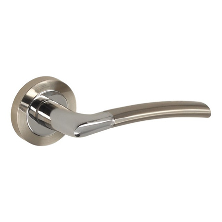 Klamka drzwiowa Adular, szyld dzielony (24) okrągły, nikiel szczotkowany / chrom połysk GAMET DH96-24-G4G7-BL