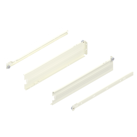 METABOX bok M (86 mm), Częściowy wysuw, 25 kg, dł.=450 mm, wersja na wcisk, lewy/prawy