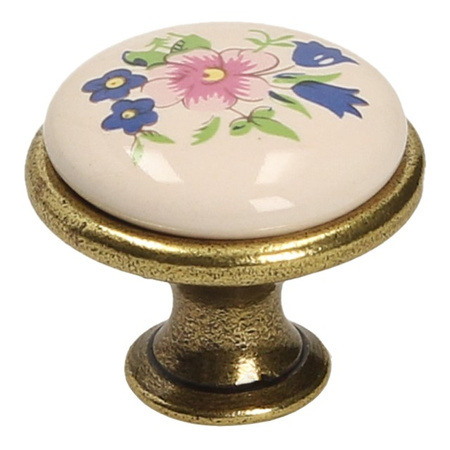 Gałka GP19, złoty antyczny, porcelana MLK-1, GAMET