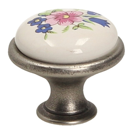 Gałka GP19, nikiel patynowany, porcelana MLK-1, GAMET