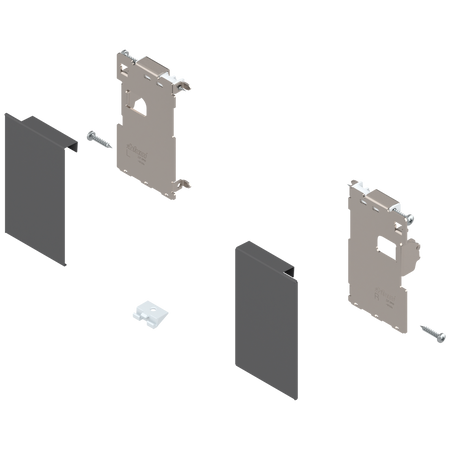 Mocowanie frontu LEGRABOX , zamontowany na wkręt do listwy dystansowej, do szuflady wewnętrznej, lewe/prawe, do LEGRABOX pure