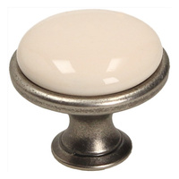 Gałka GP19, nikiel patynowany, porcelana MLK-0, GAMET