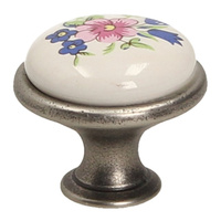 Gałka GP19, nikiel patynowany, porcelana MLK-1, GAMET