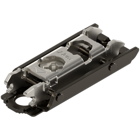 CLIP prowadnik, prosty, 0 mm, Stal, na wkręty do płyty wiórowej, RW: mimośród