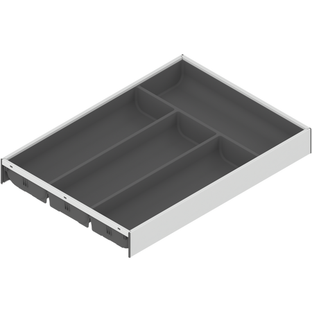 AMBIA-LINE  wkład na sztućce do szuflady standardowej, do LEGRABOX/MERIVOBOX, tworzywo sztuczne/stal, 4 przegródka na sztućce, dł.=450 mm, szerokość=300 mm