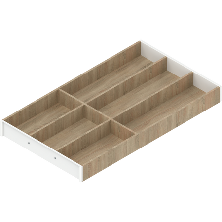 AMBIA-LINE  wkład na sztućce do szuflady standardowej, do LEGRABOX/MERIVOBOX, w opcji drewnopodobnej, 6 przegródka na sztućce, dł.=550 mm, szerokość=300 mm