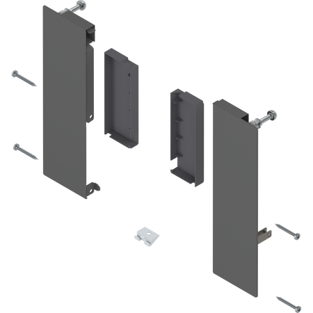 Mocowanie frontu MERIVOBOX , Wysokość E, do szuflady wewnętrznej z relingiem, lewe/prawe