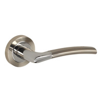 Klamka drzwiowa Adular, szyld dzielony (24) okrągły, nikiel szczotkowany / chrom połysk GAMET DH96-24-G4G7-BL