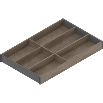 AMBIA-LINE  wkład na sztućce do szuflady standardowej, do LEGRABOX/MERIVOBOX, w opcji drewnopodobnej, 6 przegródka na sztućce, dł.=500 mm, szerokość=300 mm