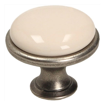 Gałka GP19, nikiel patynowany, porcelana MLK-0, GAMET