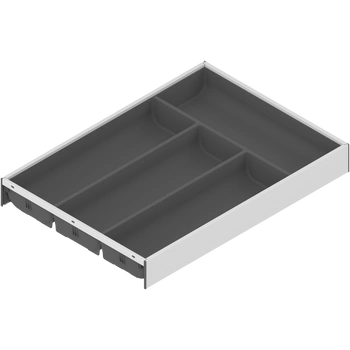 AMBIA-LINE  wkład na sztućce do szuflady standardowej, do LEGRABOX/MERIVOBOX, tworzywo sztuczne/stal, 4 przegródka na sztućce, dł.=450 mm, szerokość=300 mm