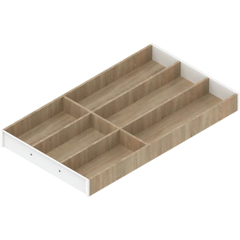 AMBIA-LINE  wkład na sztućce do szuflady standardowej, do LEGRABOX/MERIVOBOX, w opcji drewnopodobnej, 6 przegródka na sztućce, dł.=550 mm, szerokość=300 mm