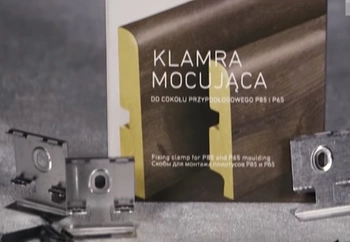 KLAMRA DO LISTWY PRZYPODŁOGOWEJ SWISS KRONO  P85 OPAKOWANIE = 50 SZTUK, wysokość 85 mm